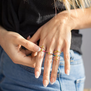 Fortune Cookie Ring (Aquamarine) - Gold